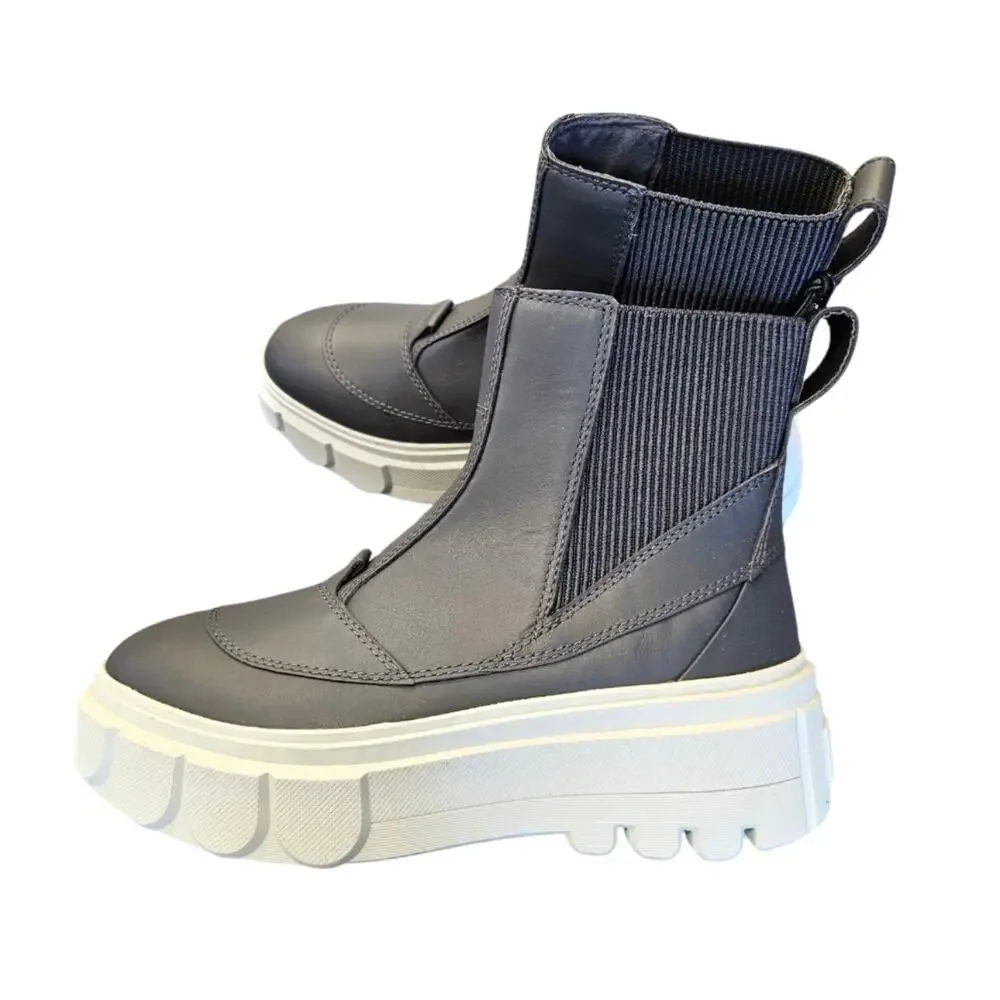 Sorel Black and White Platform Chelsea Ankle Boots
